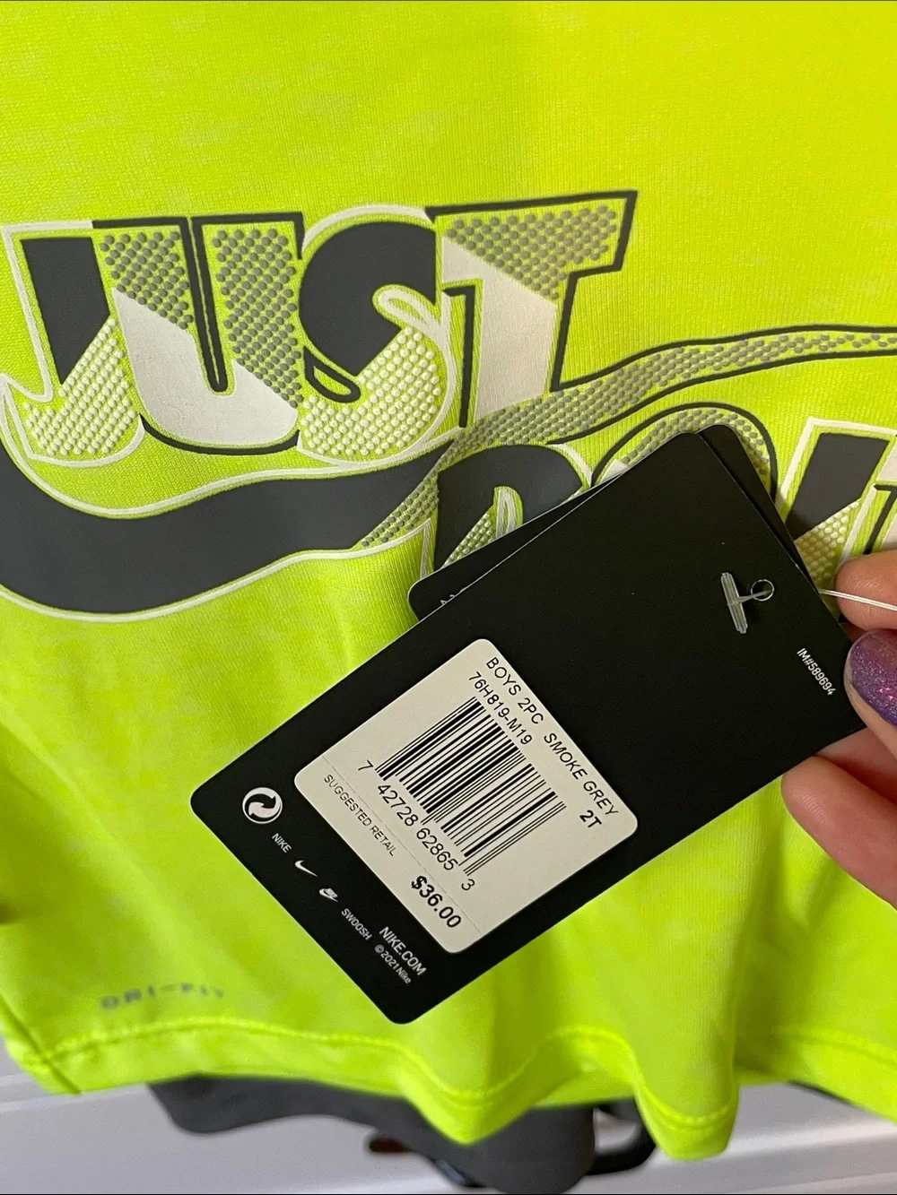 Nike Neon Yellow Kids' Short Sleeve 'Just Do It' Tee and Shorts set
